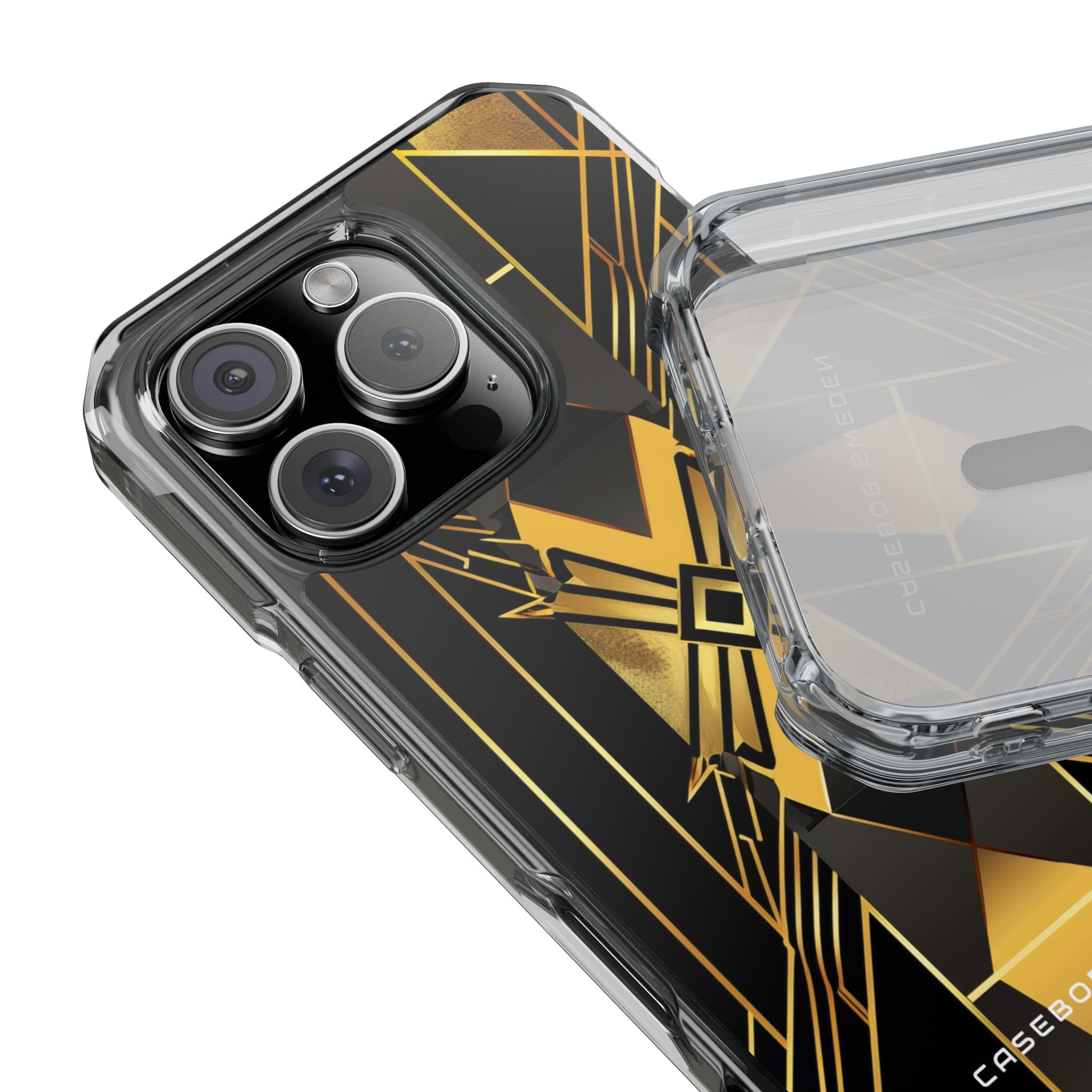 Golden Geometric Elegance iPhone 16 - Clear Impact Phone Case