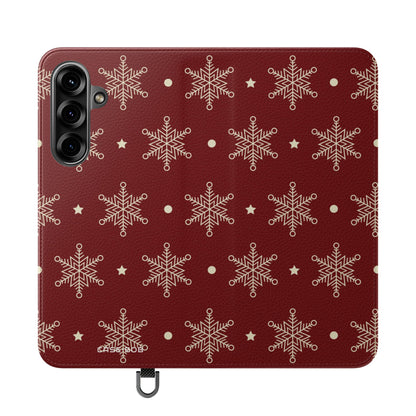 Cream Snowflakes Crimson - Samsung S25+ Case - Wallet