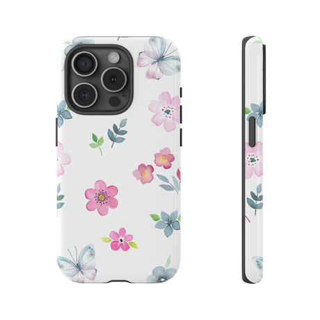 Vintage flowers and butterflies iPhone case (Protective) - Protective Phone Case