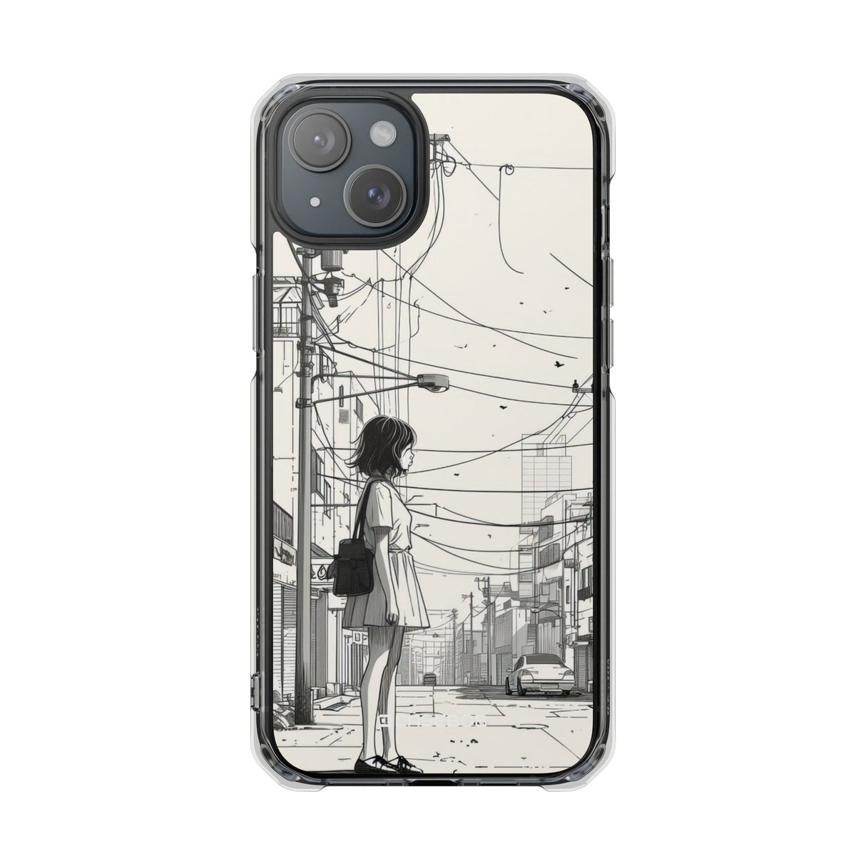 Urban Solitude Sketch - Phone Case for iPhone (Clear Impact - Magnetic)