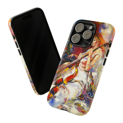 Oil panting - Girl playing Violoncello - Protective Phone Case