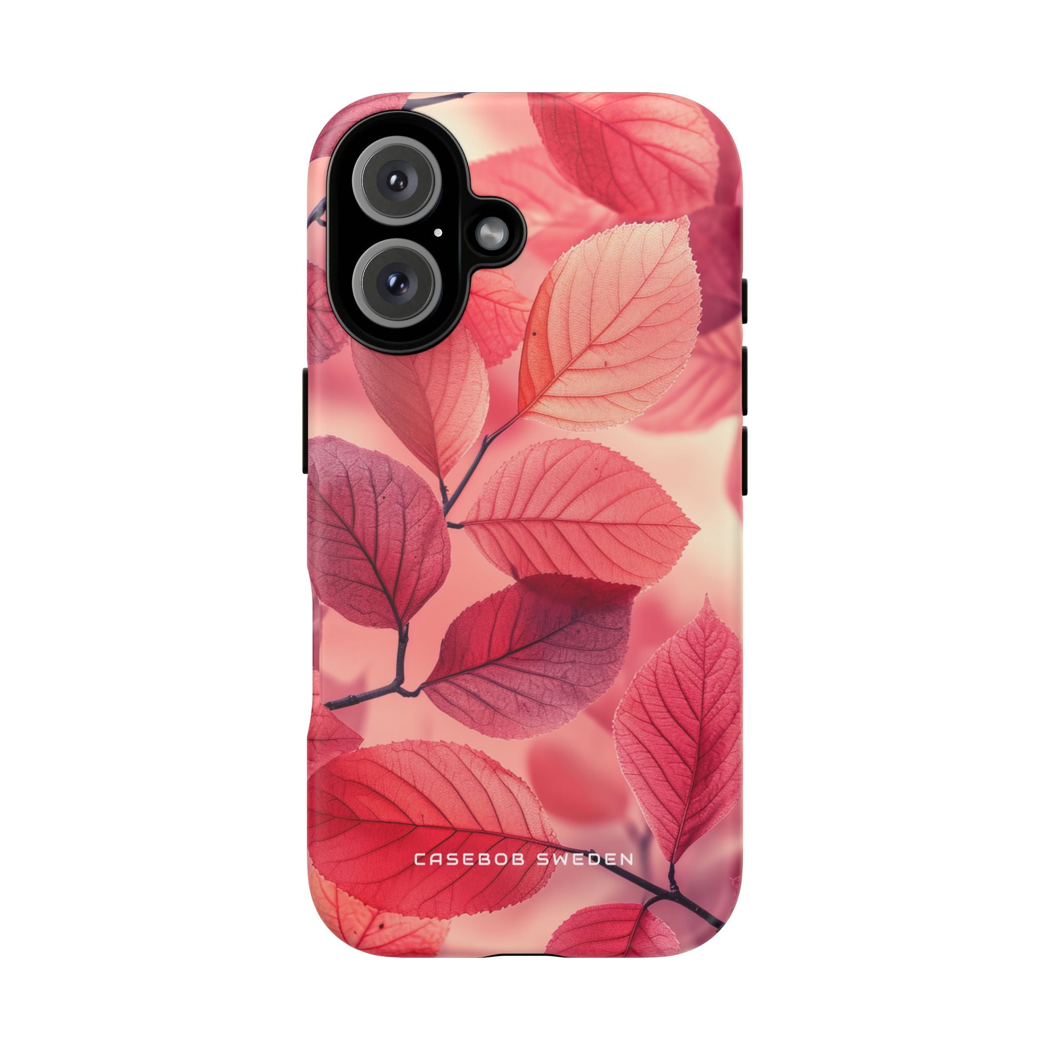 Elegant Pink Leaves iPhone 16 - Tough Phone Case