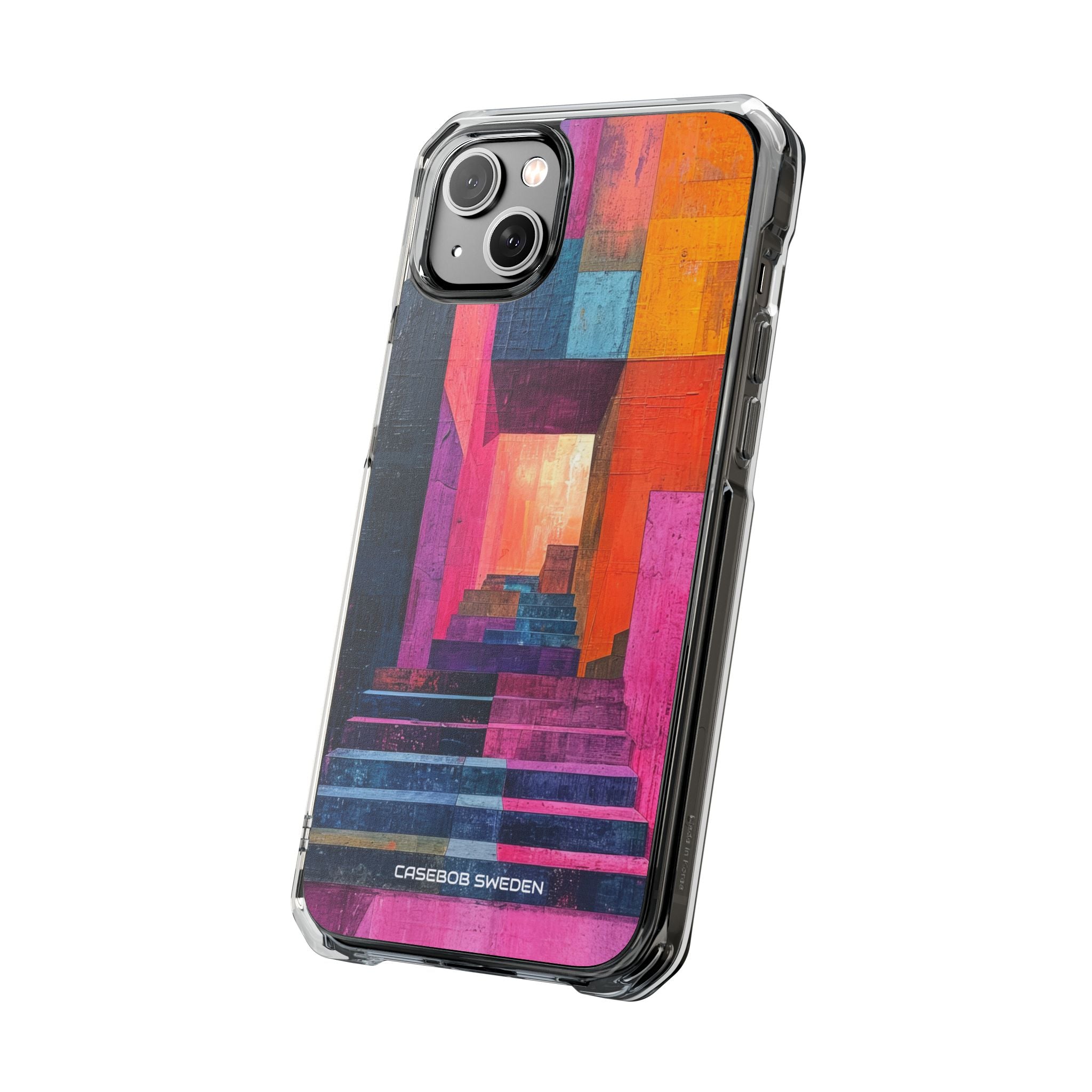 Pink Orange Geometry - Clear Impact iPhone 14 Phone Case