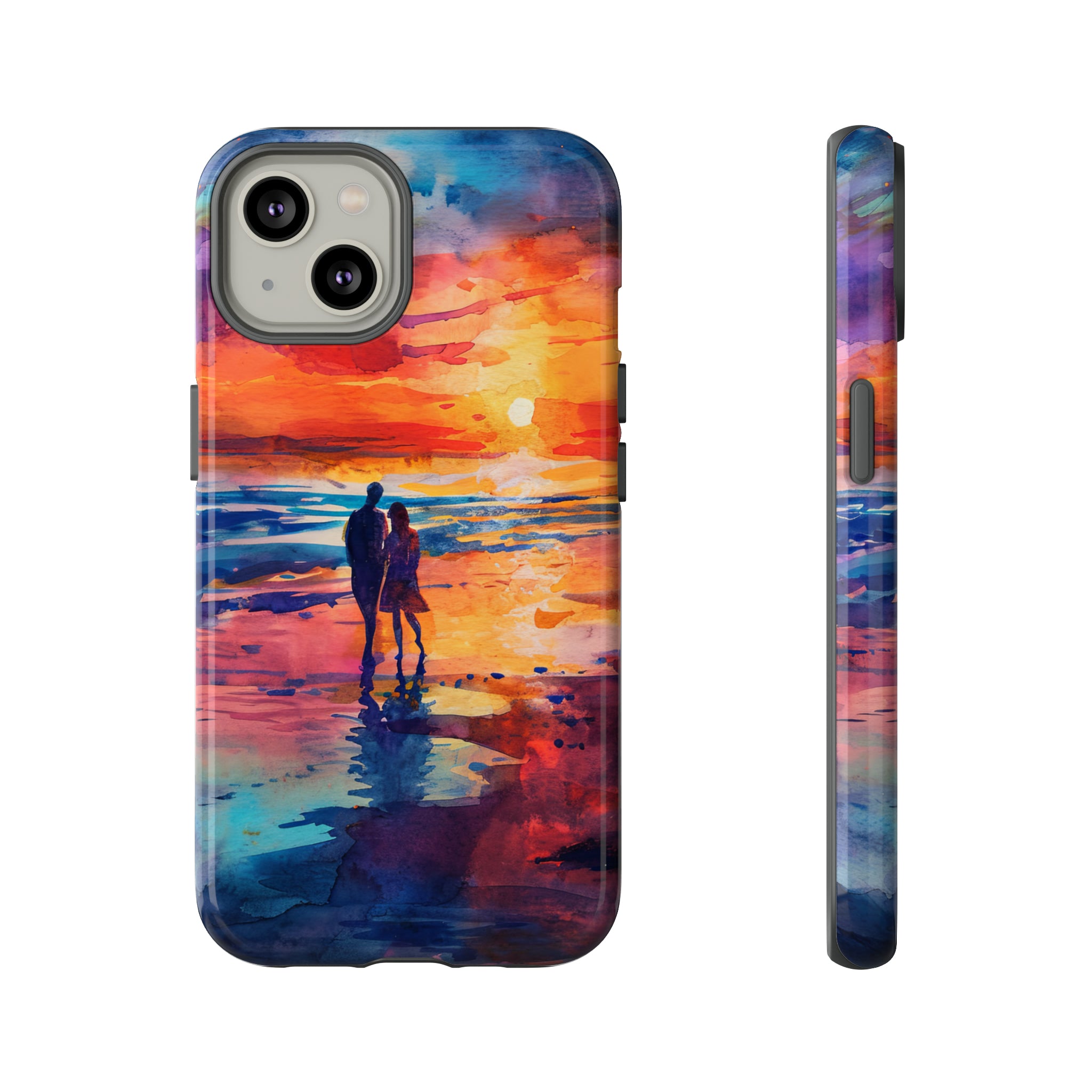 Beach Sunset Love Silhouettes - Protective Phone Case