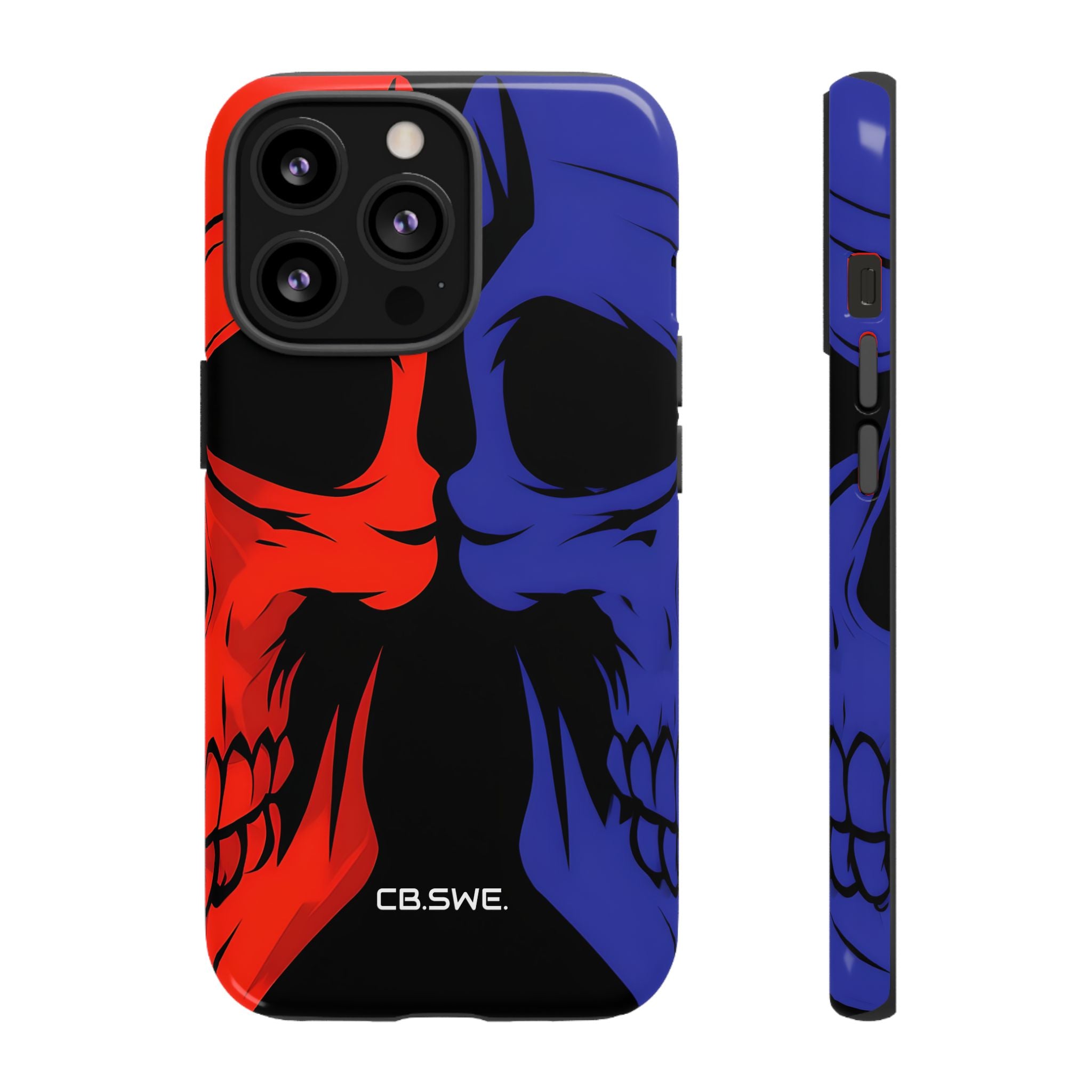 Vivid Overlapping Red Blue Skull Illustration iPhone 13 - Tough