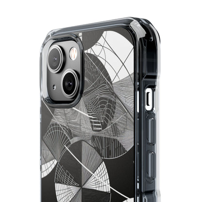 Monochrome Circle Maze iPhone 14 - Impact Clear+