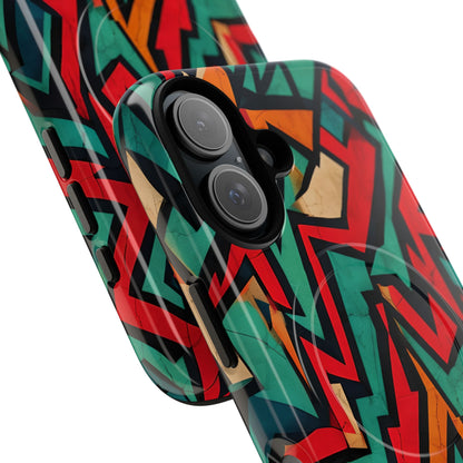 Crimson Zigzag iPhone 16 Case - Tough+