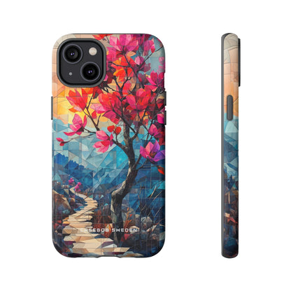 Vibrant Geometric Tree Landscape iPhone 14 - Tough Phone Case