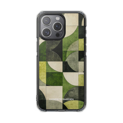 Green Geometric Harmony - Clear Impact iPhone 15 Phone Case