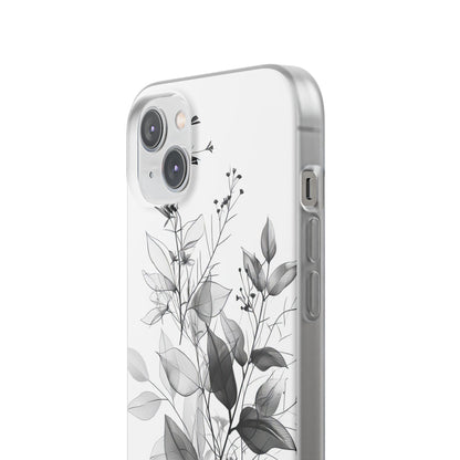 Veined Leaves Gray iPhone 14 Plus Case - Soft