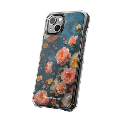 Blue Floral Elegance - Clear Impact iPhone 14 Phone Case