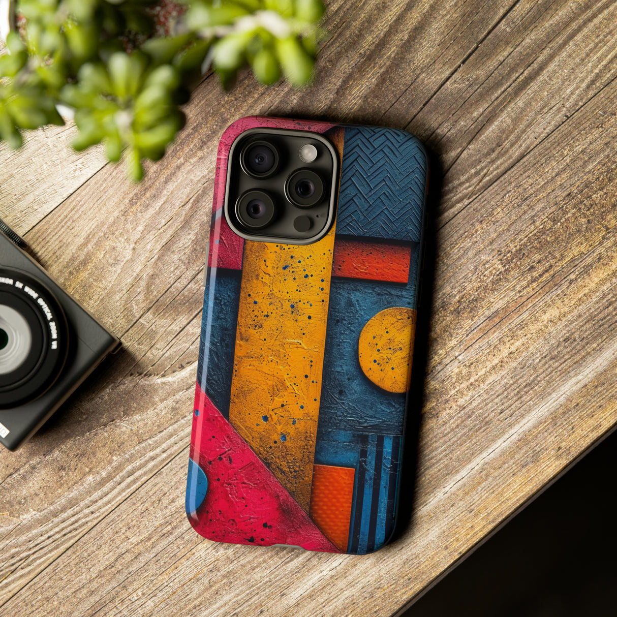 Neon Geometric Fusion - Protective Phone Case