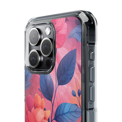 Pink Blue Floral - Clear Impact iPhone 15 Phone Case