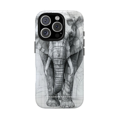 Elephant Line Geometry iPhone 16 - Tough Phone Case