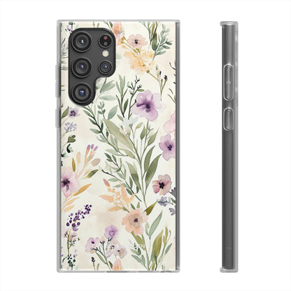 Soft Green Lavender Floral Pattern - Flexi Samsung S22 Phone Case