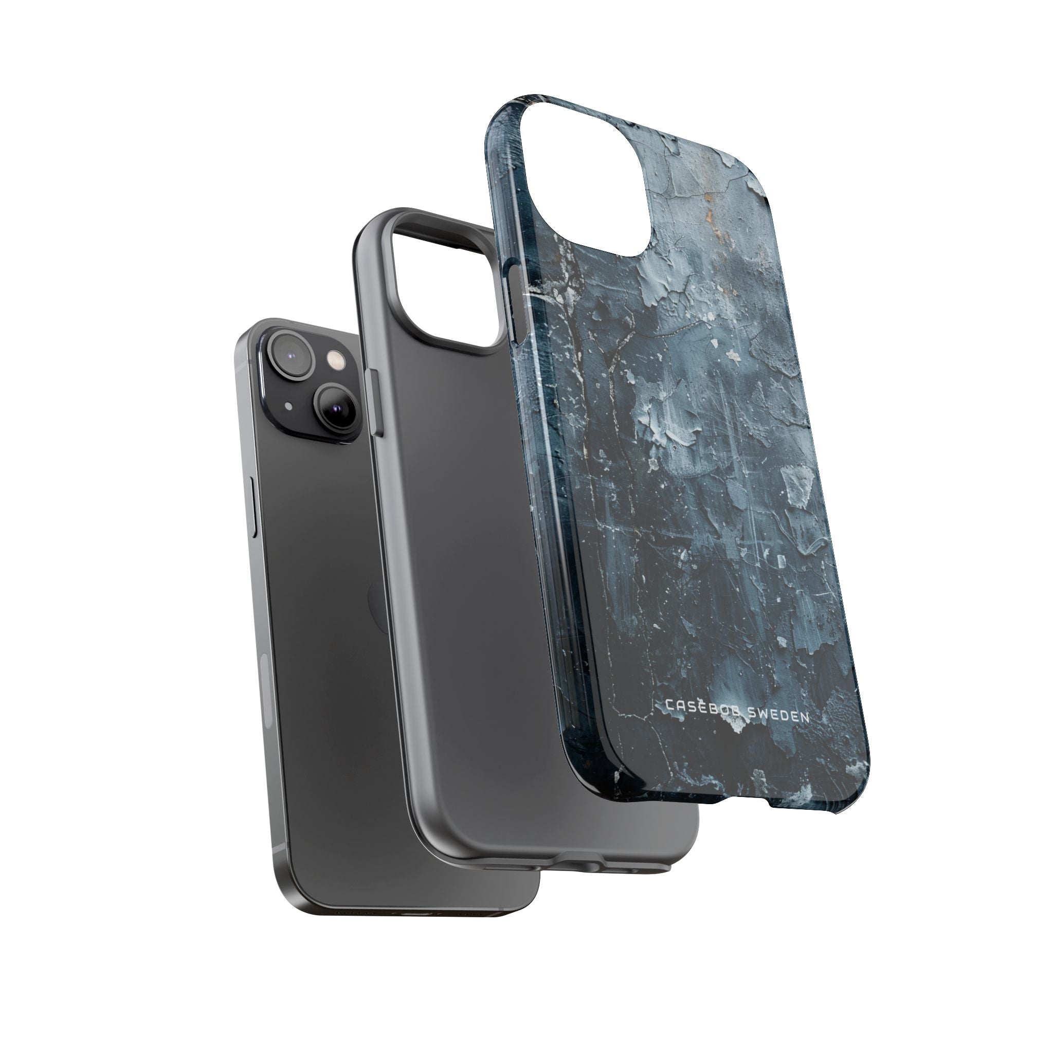 Weathered Blue Tapestry with Cracked Layers iPhone 14 - Tough Phone Case