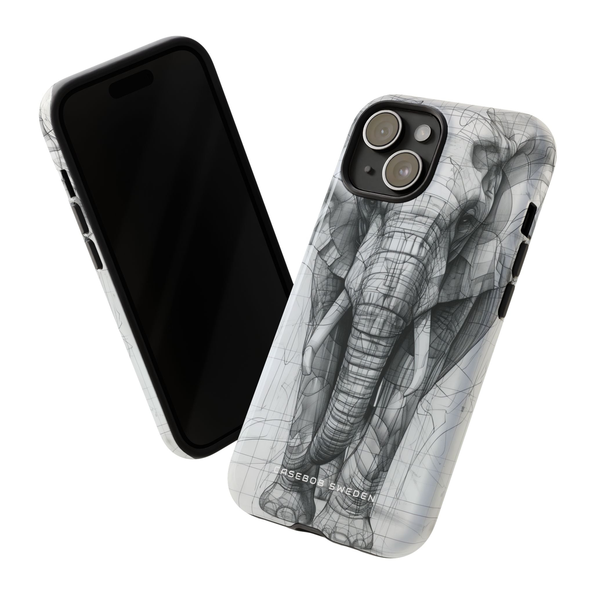 Elephant Line Geometry iPhone 15 - Tough Phone Case