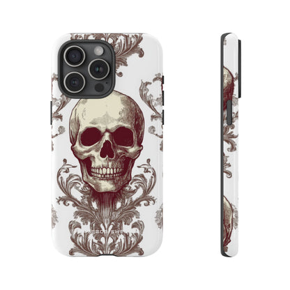 Gothic Skulls and Ornate Foliage iPhone 15 - Tough Phone Case