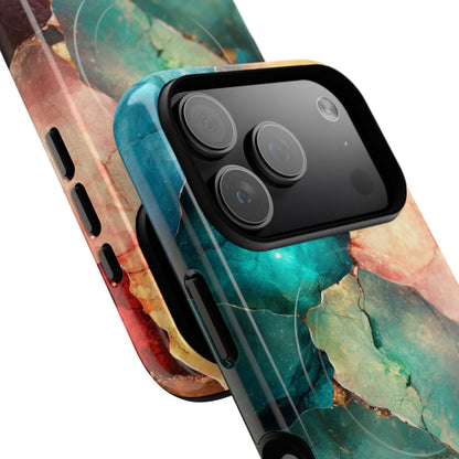 Teal Mosaic Veins iPhone 17 Pro Case - Tough+