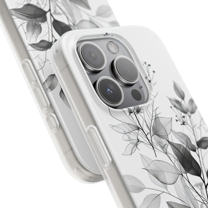 Veined Leaves Gray iPhone 15 Pro Case - Soft