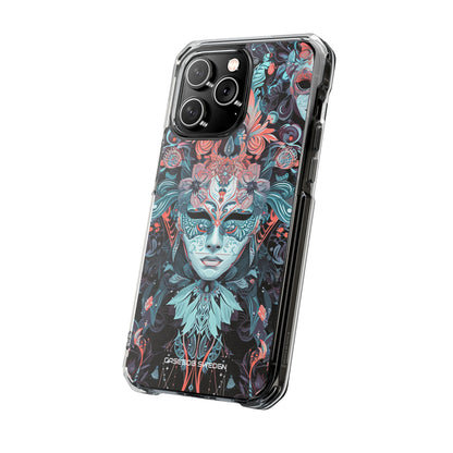 Mystic Teal Coral Mask - Clear Impact iPhone 14 Phone Case