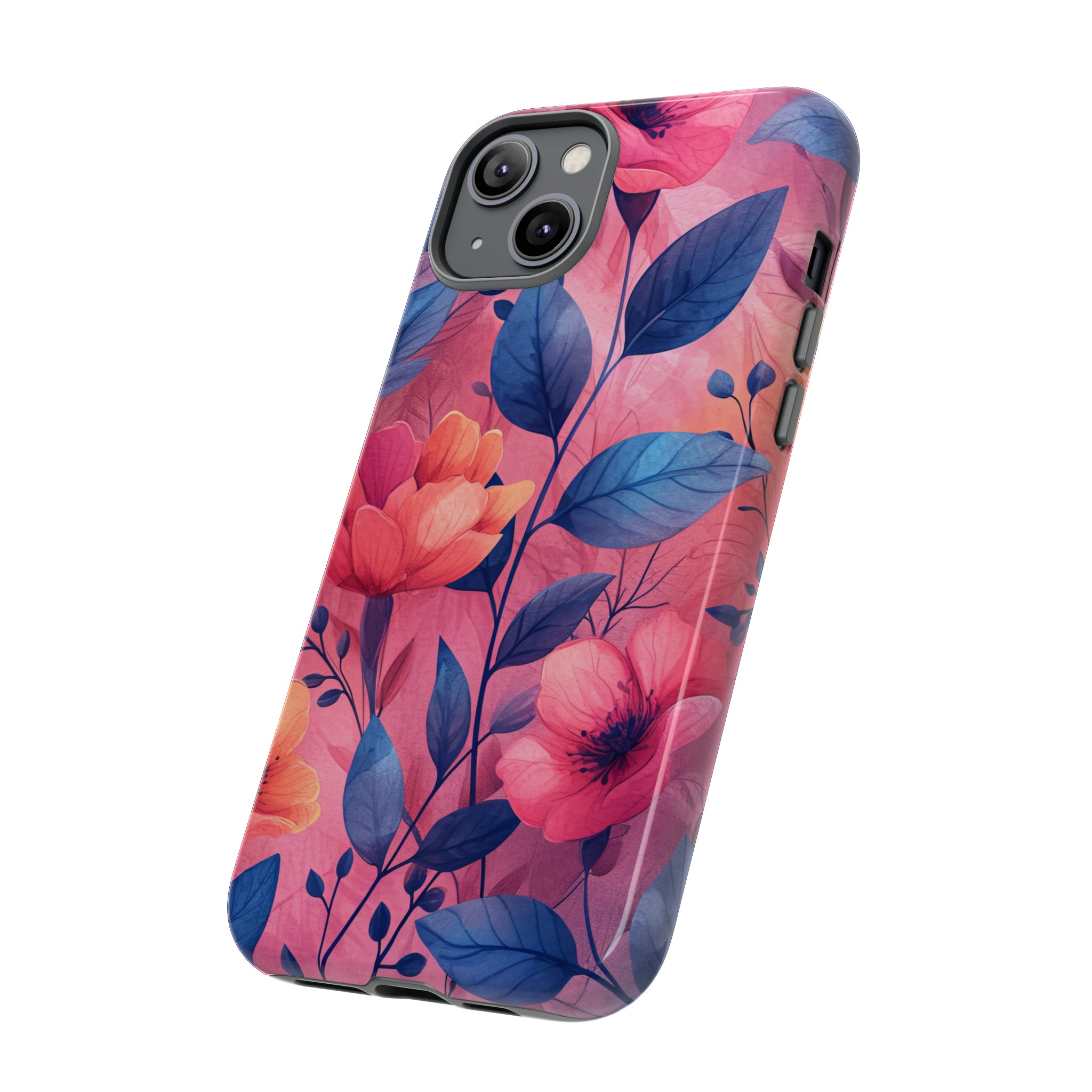 Herringbone Blossom Harmony - Protective Phone Case