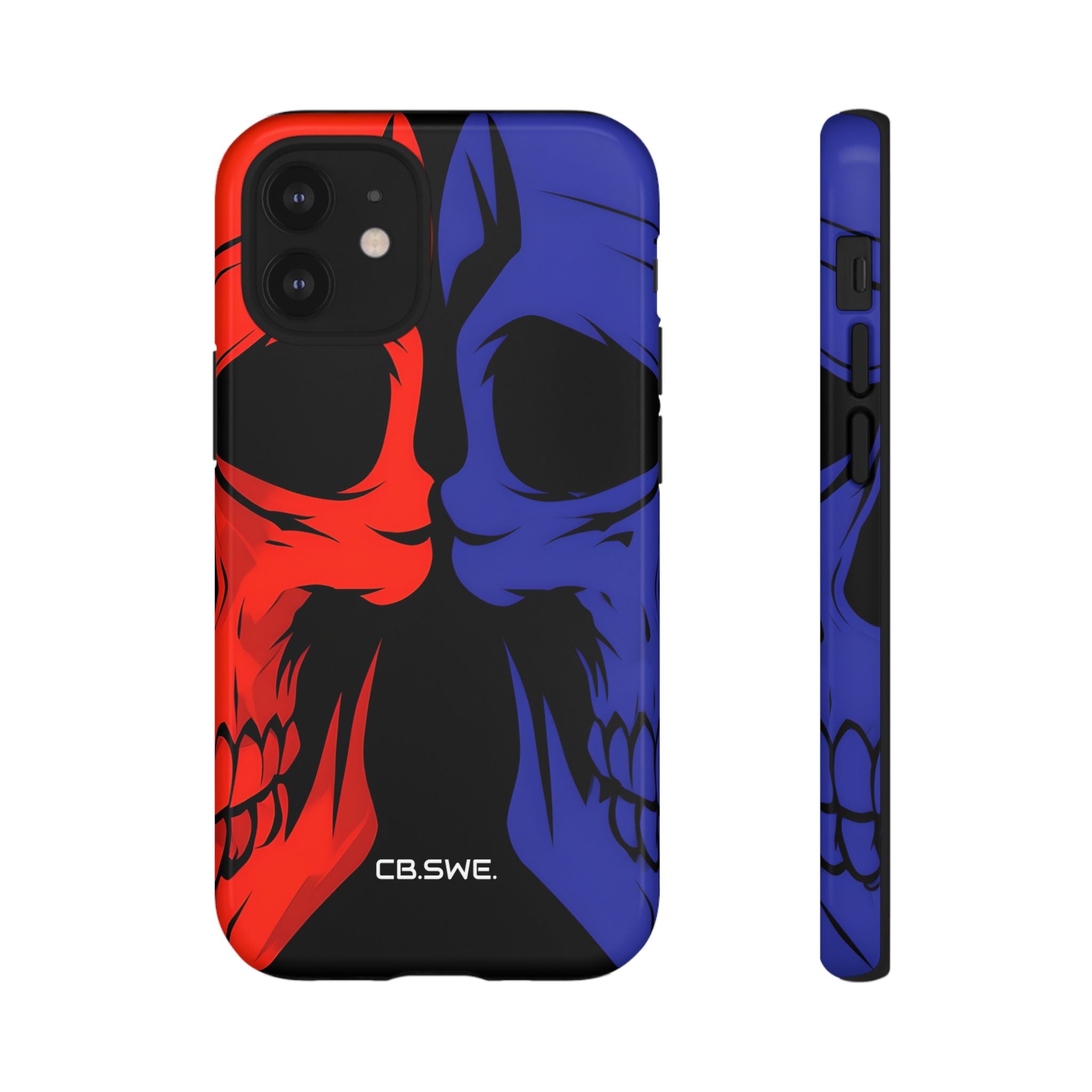 Vivid Overlapping Red Blue Skull Illustration iPhone 12 - Tough