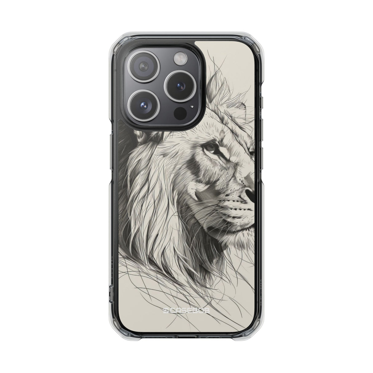 Majestic Linework Lion - Phone Case for iPhone (Clear Impact - Magnetic)