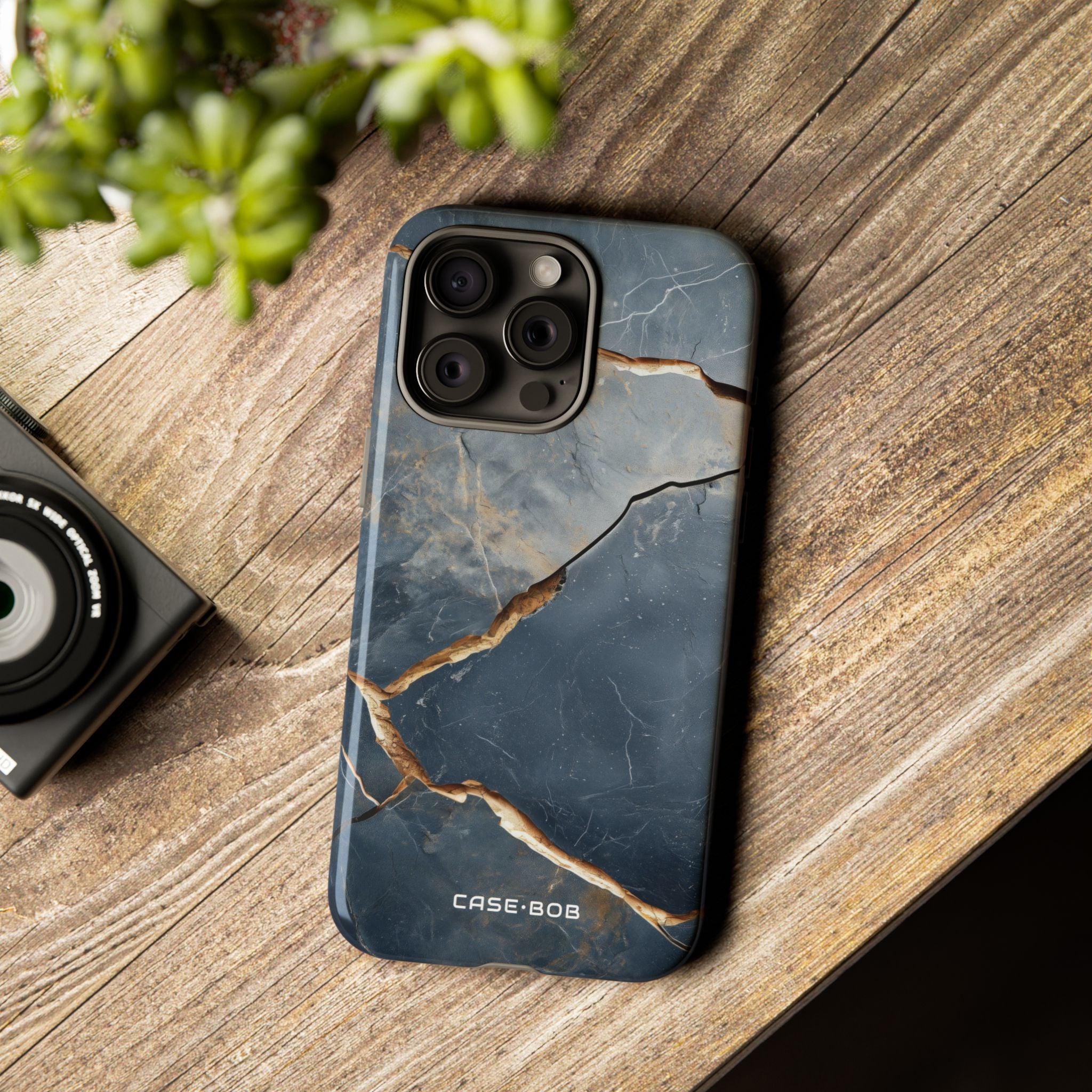 Jagged Vein Navy iPhone 15 Pro Max Case - Tough
