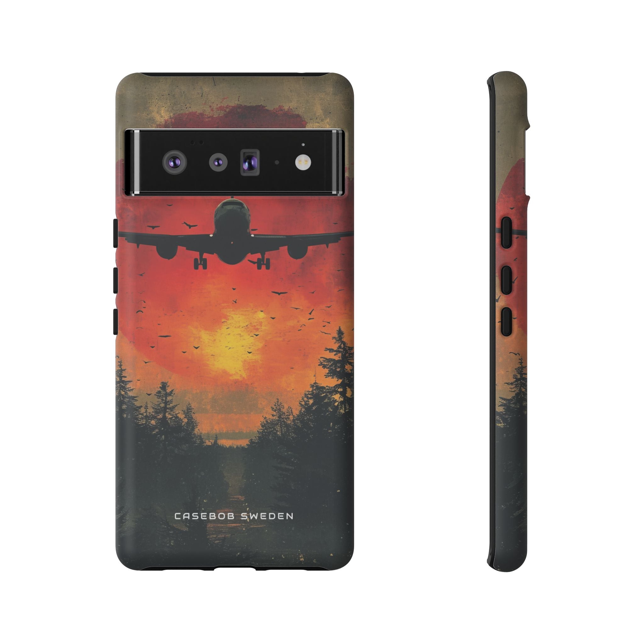 Vintage Sunset Airplane Silhouette Google Pixel 6 - Tough Phone Case