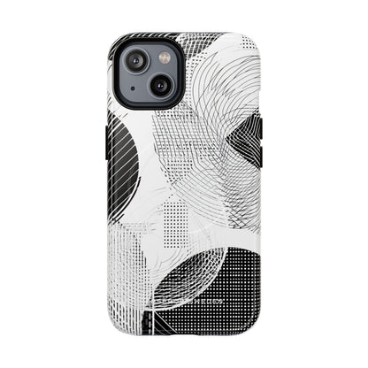 Geometric Monochrome Flow iPhone 14 | Tough+ Phone Case