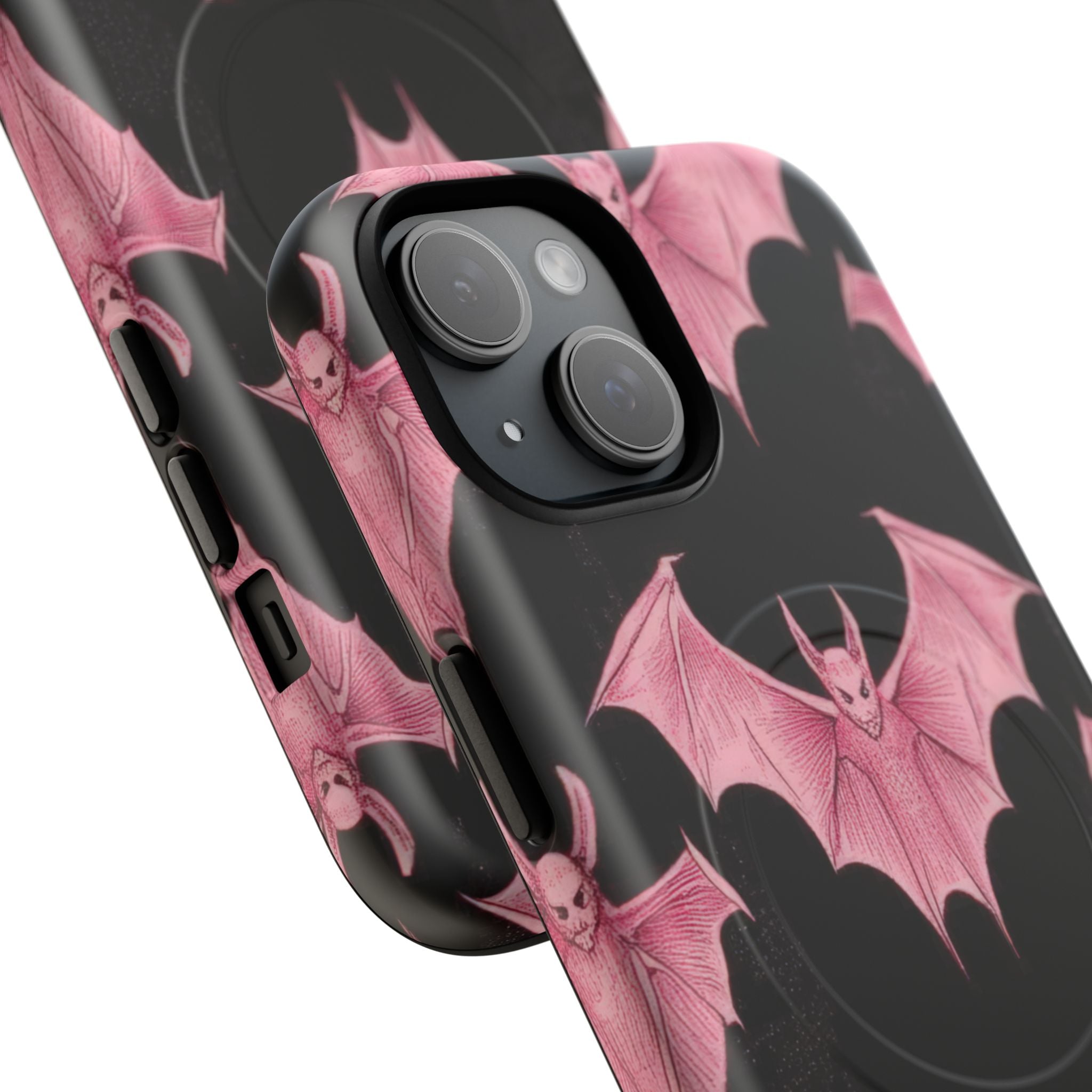 Gothic Pink Bats Aflame iPhone 15 | Tough+ Phone Case