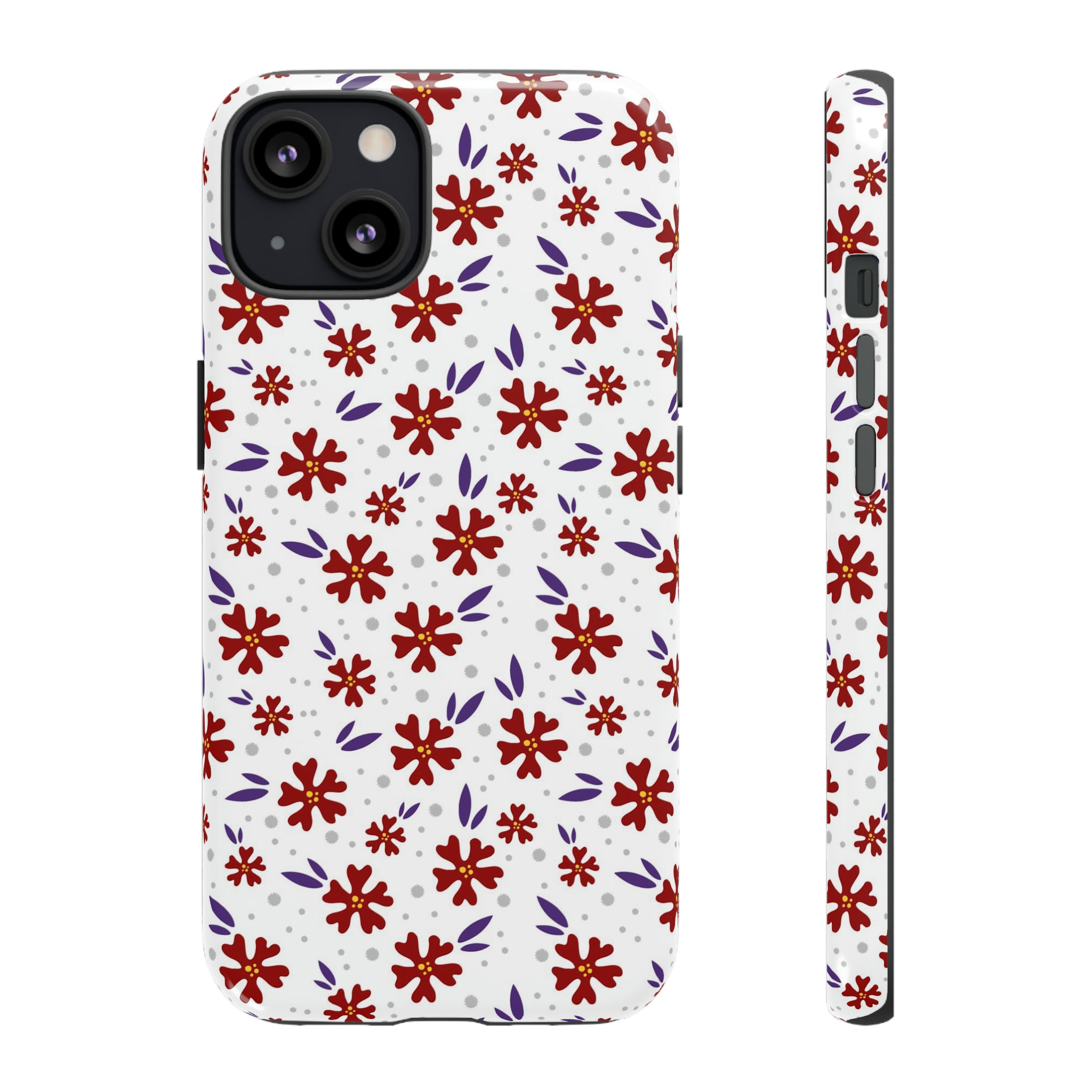 Red Flower Pattern - Protective Phone Case