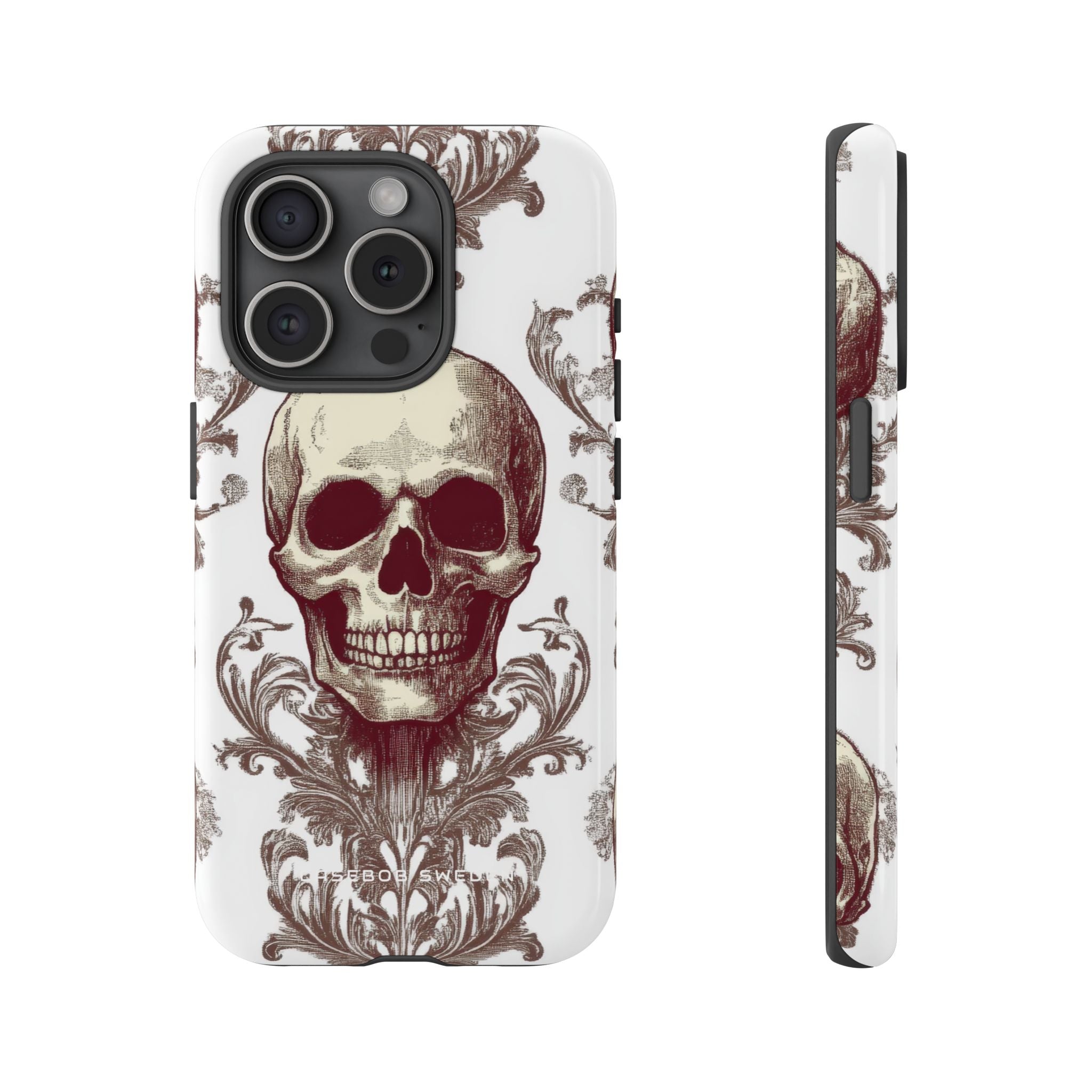 Gothic Skulls and Ornate Foliage iPhone 15 - Tough Phone Case