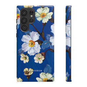 Elegant Flower on Blue iPhone Case | Tough