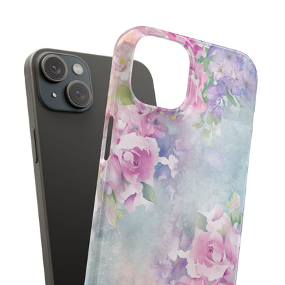 Dreamy Floral Watercolor - Slim iPhone 15 Phone Case