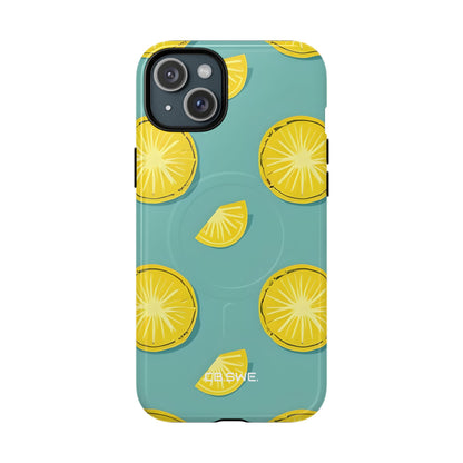 Bright Yellow Pineapple Slice on Teal iPhone 15 - Tough+