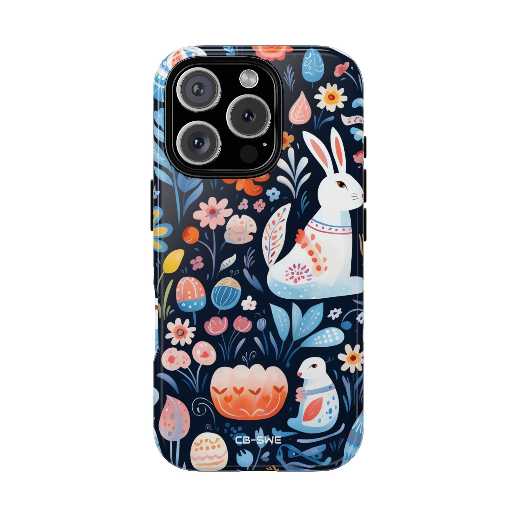 Bunnies Play Among Flowers - iPhone Case