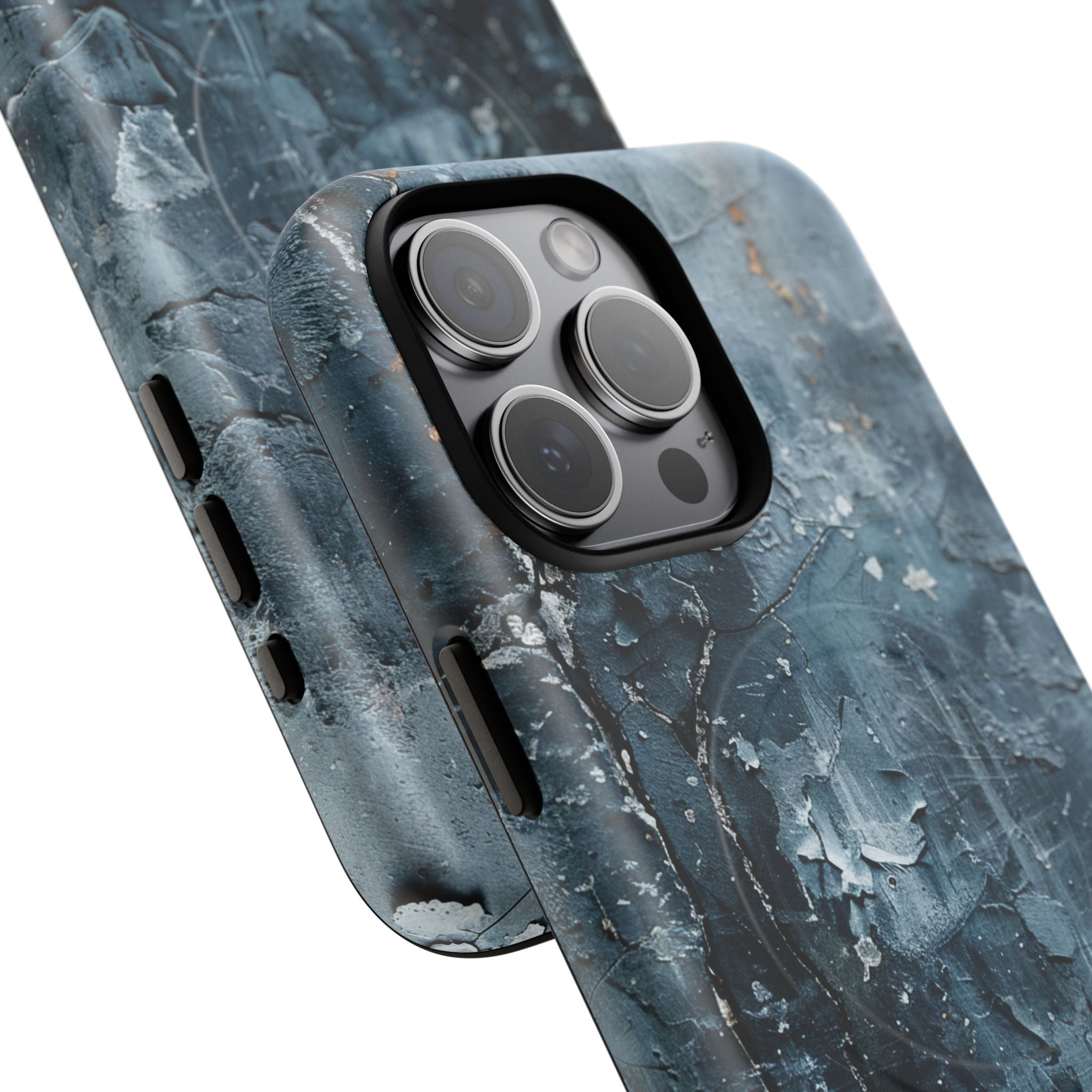 Weathered Blue Tapestry with Cracked Layers iPhone 15  Tough+ Phone Case