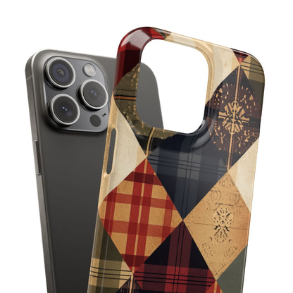 Rustic Geometric Patchwork Harmony iPhone 15 - Slim Phone Case