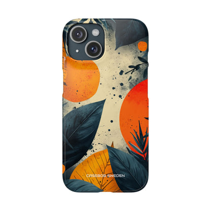 Tropical Blue Leaves - Slim iPhone 15 Phone Case