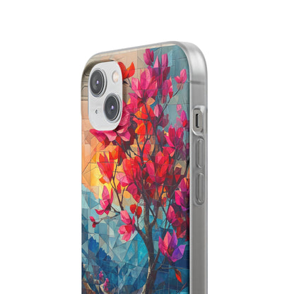 Vibrant Geometric Tree Landscape iPhone 14 - Flexi Phone Case