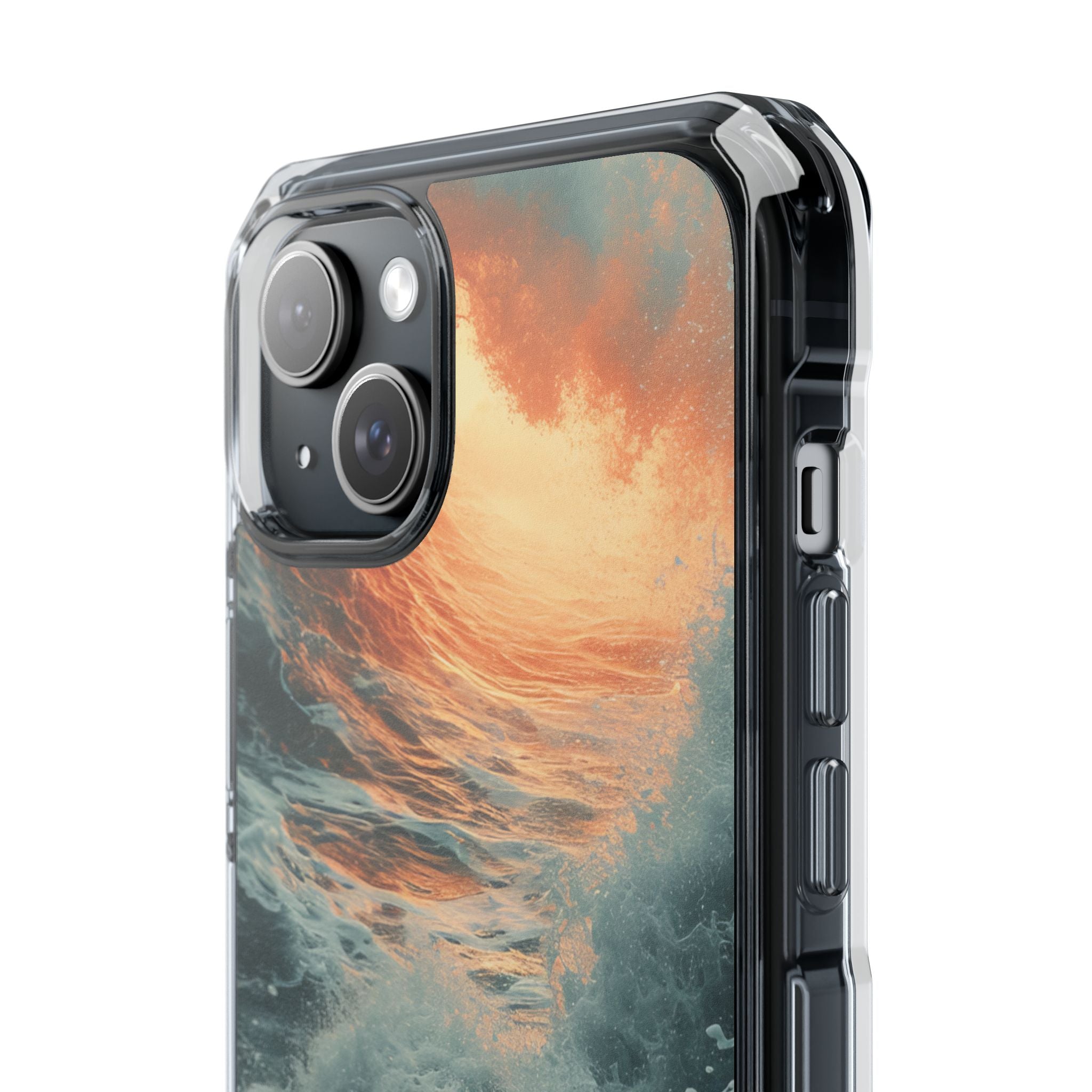 Fiery Wave Power - Clear Impact iPhone 15 Phone Case