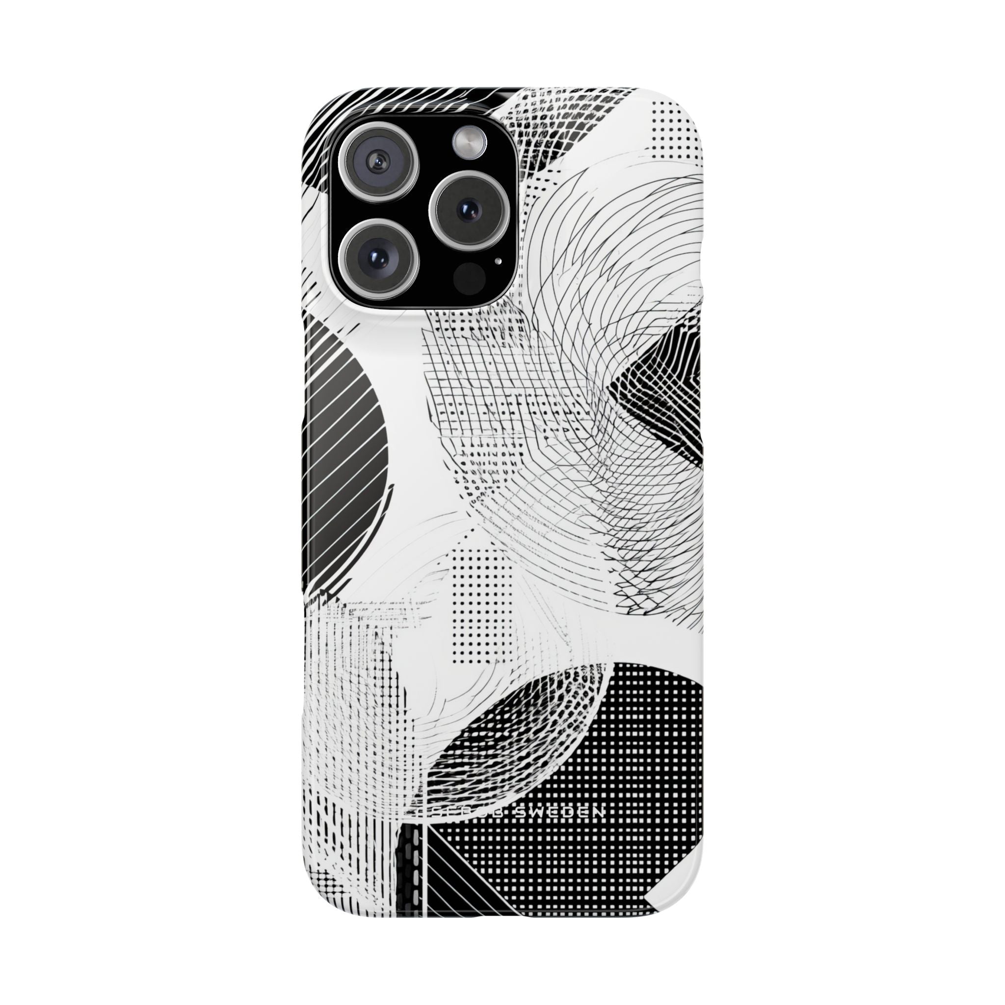 Geometric Monochrome Flow iPhone 16 - Slim Phone Case