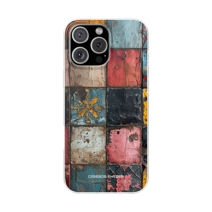 Rustic Red-Yellow Vintage Tiles - Flexi iPhone 16 Phone Case