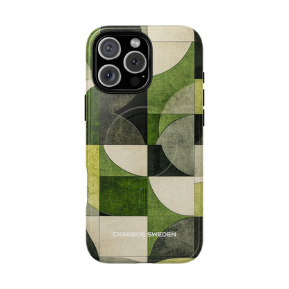 Green Geometric Harmony - Tough + MagSafe® iPhone 16 Phone Case