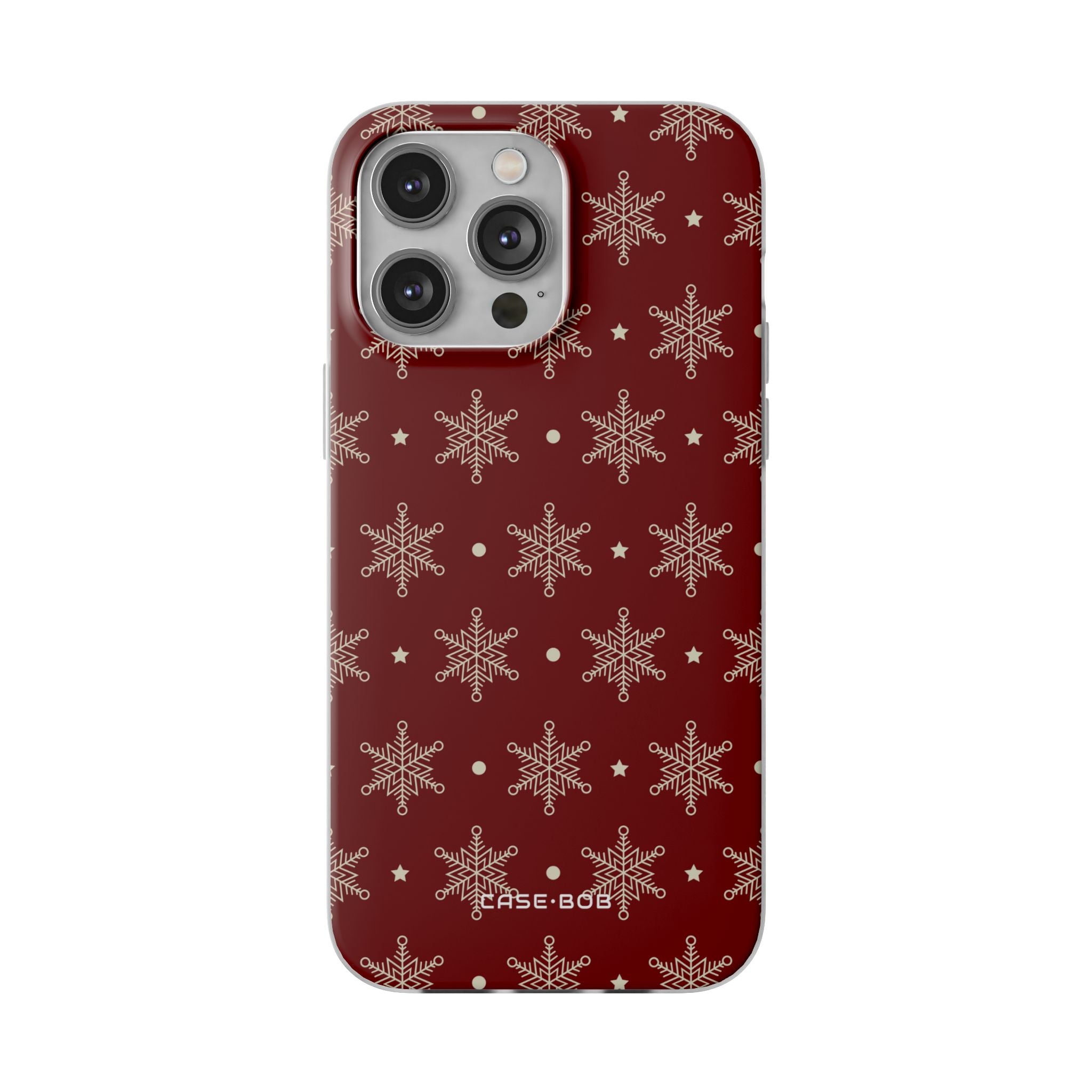 Cream Snowflake Crimson iPhone 14 Pro Max Case - Soft