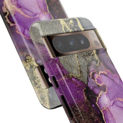 Purple Marble & Gold Phone - Protective Phone Case