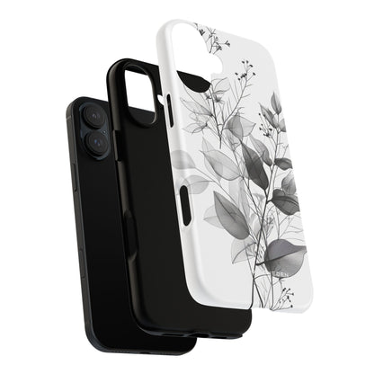 Monochrome Floral Elegance iPhone 16 - Tough Phone Case