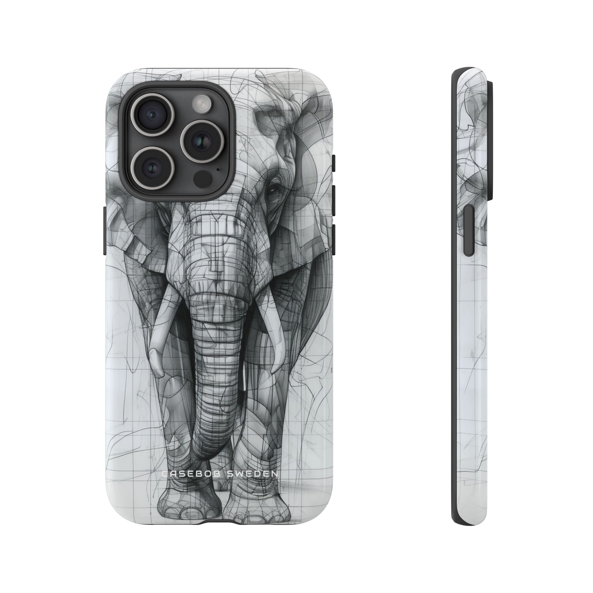 Elephant Line Geometry iPhone 15 - Tough Phone Case